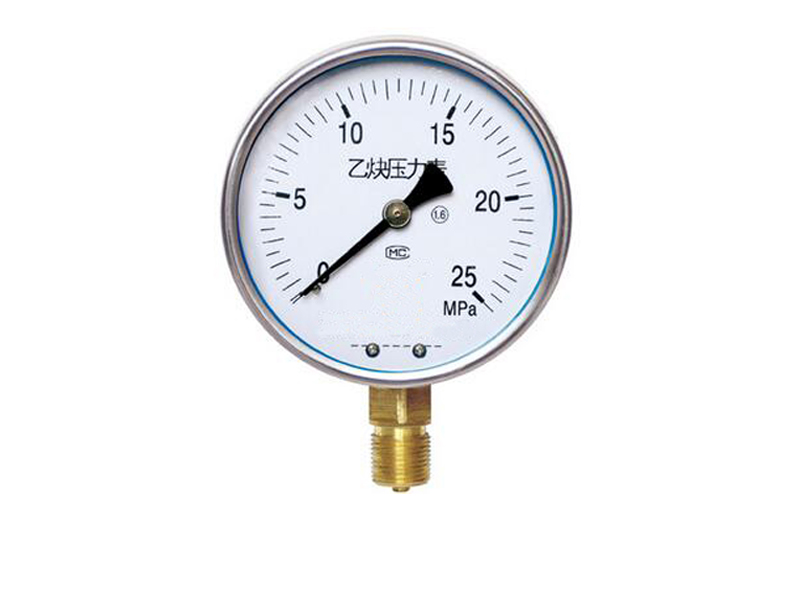 乙炔压力表 测量乙炔的压力，属于禁油表的一种